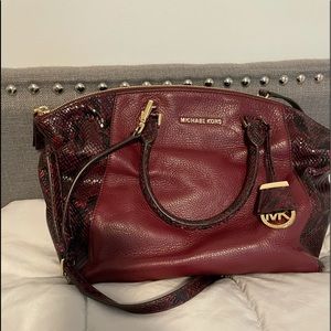 Michael Kors Riley Merlot Pebbled Leather